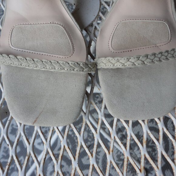 JOIE Women's "Felina" Chunky Heel Braided Faux Suede Taupe Sandals Size 10 - Picture 2 of 7